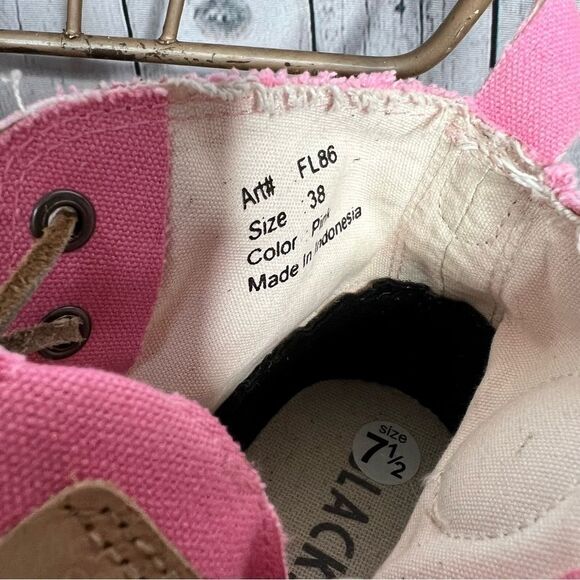 NEW Blackstone bright pink canvas high top lace up sneakers size 38 - Picture 10 of 13